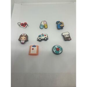Lot of 8 Medical & Nurse Shoe Charms – Healthcare Theme for Clogs 👩‍⚕️🩺💊